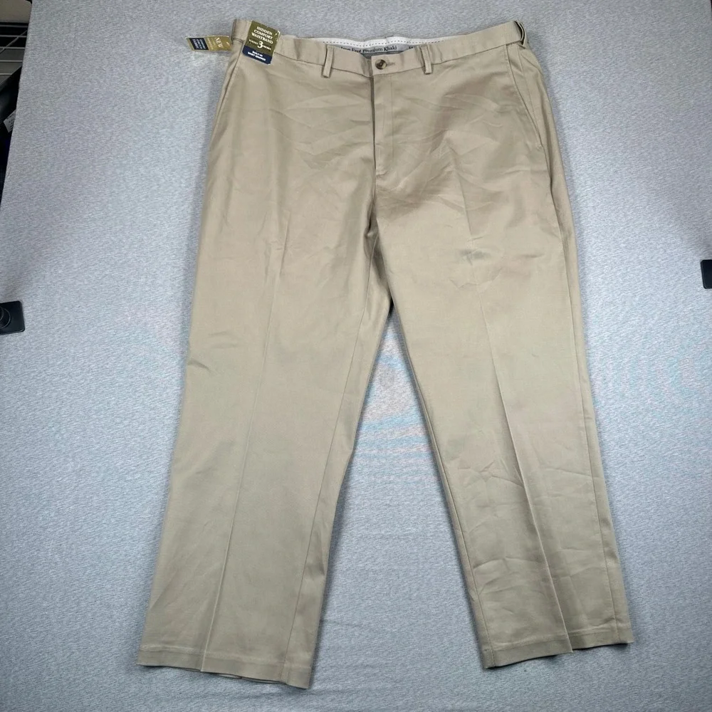 Haggar Pants Mens 34x29 (42x29) Iron Free Premium Khaki Classic Fit Stretch NEW
